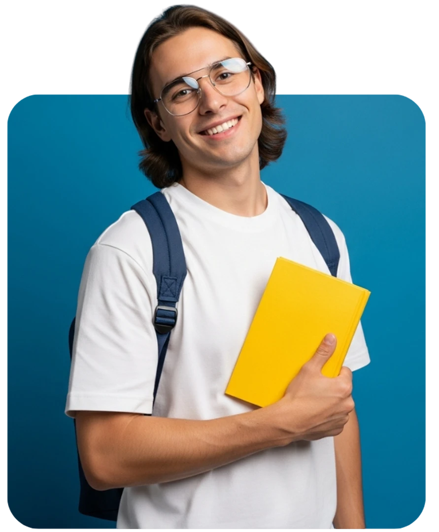 Jovem estudante com livro